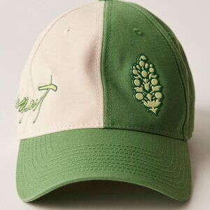 NWT Free People Double Hitter Baseball Hat in Green Combo